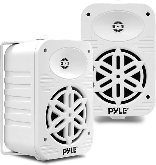 PyleUsa Indoor Outdoor Speakers Pair-500 Watt Dual Waterproof 5.25โ 2-Way Full Range Speaker System w/ 1/2โHigh Compliance Polymer Tweeter - in-Home, Boat, Marine,Deck,Patio,Poolside (White) PDWR55WT