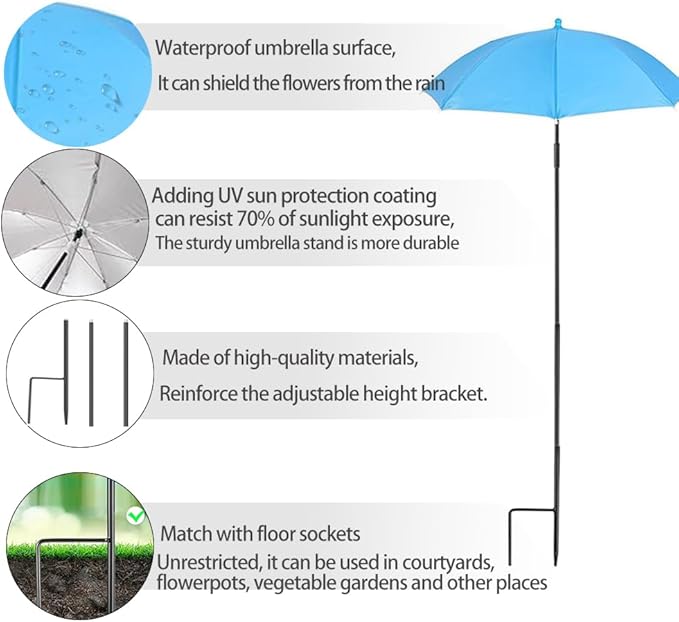 Plant Umbrellas for Outdoor Plants, Garden Umbrella Shade for Plants,Adjustable Height Provides shade cloth for Plants to Protect Their Flowers from Intense Sunlight and Rain(18.8 inches to 35.58 inches)