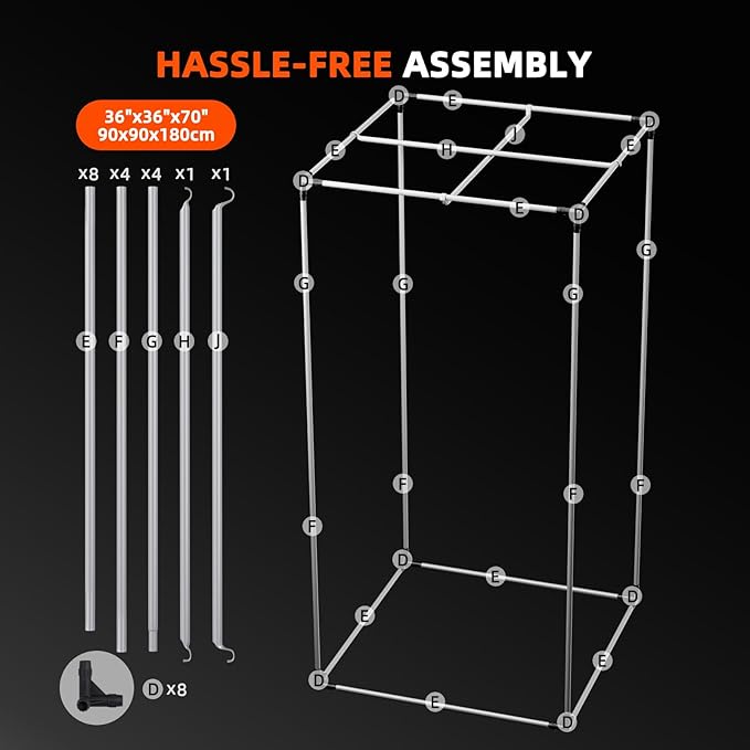Spider Farmer 3x3 Grow Tent 2025 New, 36"x36"x70", with Hook for Controller and Power Strip, Enlarged View Window, 1680D Thicken Mylar Canvas for Indoor Hydroponic Growing for SF2000Pro, SE3000, G3000