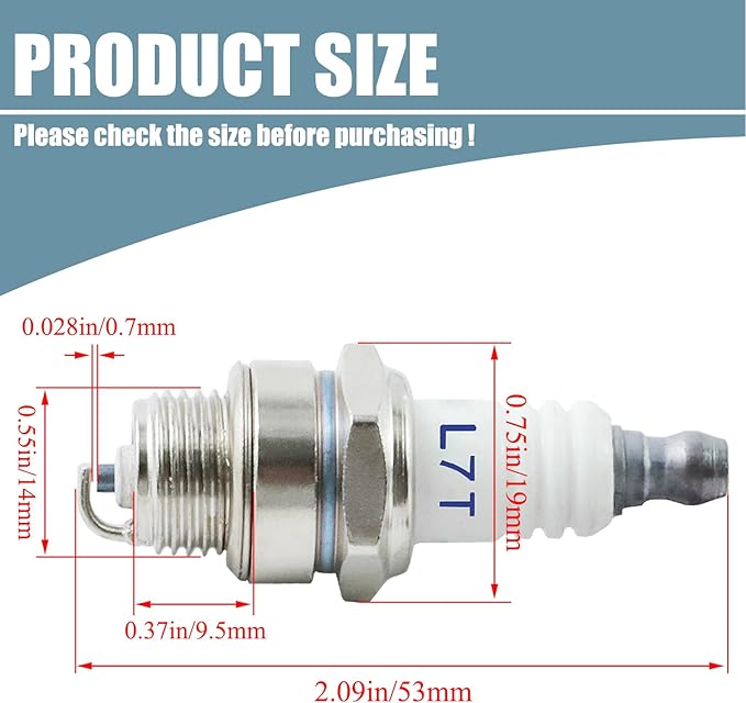 3Pcs L7T Spark Plugs for 36cc 43cc 47cc 49cc 52cc 2-Stroke Small Engine Chainsaw Trimmer Mower Blower Brushcutter Replace NGK BPMR7A BPM7A Champion RCJ6Y RCJ7Y Spark Plug