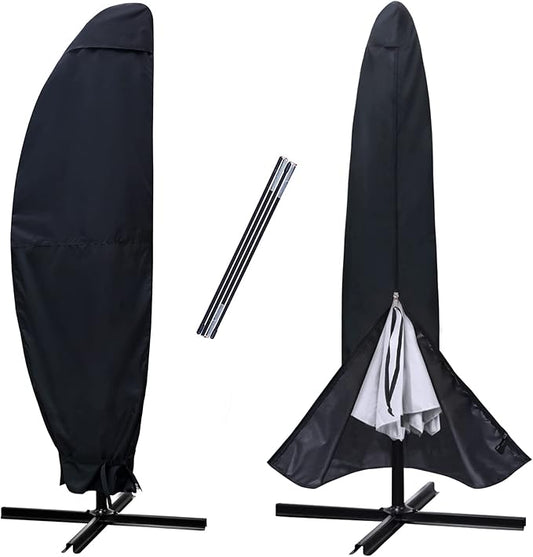 NettyPro Patio Umbrella Cover Outdoor Waterproof Cantilever Parasol Banana Umbrella Cover Fits 10ft to 11ft, Black
