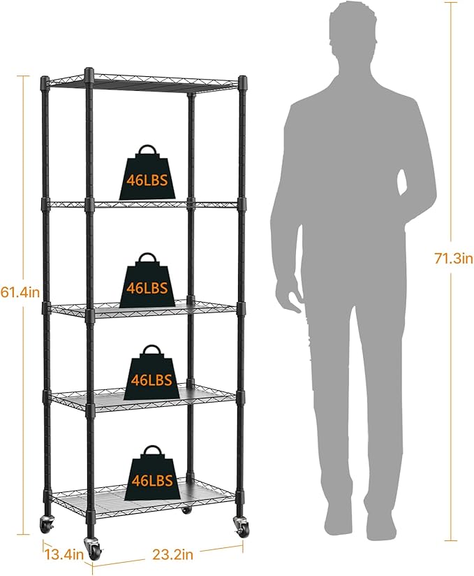 Mini 5-Tier Greenhouse for Indoor Outdoor, 23.2" L×13.4" W×61.4" H Portable Greenhouse with Clear PVC Cover and Metal Shelf for Growing Vegetables, Flowers and Seedlings, with Wheels