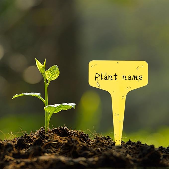Plant Labels, 200pcs Yellow Tags, Waterproof Outdoor Markers, Plastic Signs for Seedlings, Greenhouse Accessories, Vegetable Garden Supplies