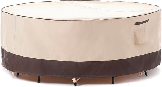 F&J Outdoors Patio Furniture Covers Waterproof UV Resistant Rip-stop Fabric Large Outdoor Furniture Covers, 110" Dia x 27.5" H