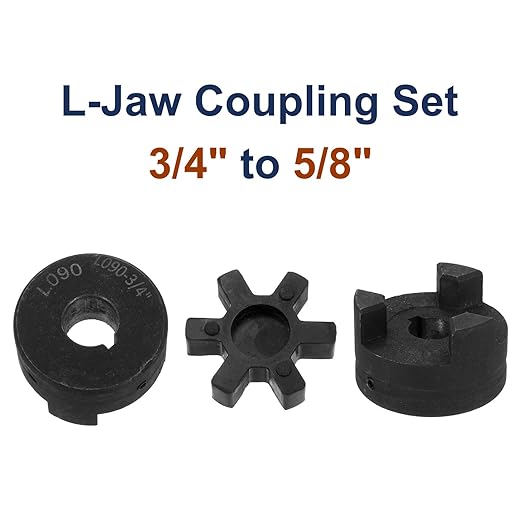 uxcell 3/4" to 5/8" L090 Flexible 3-Piece L-Jaw Coupling Coupler Set & Buna-N NBR Rubber Spider for Log Splitter Hybrid Equipment
