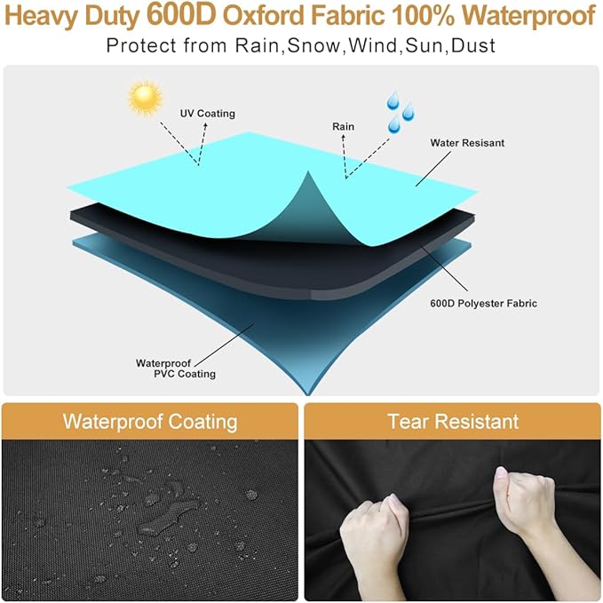 Vailge Firewood Rack Cover 8FT, Waterproof Firewood Rack Outdoor Cover with Full Front Zipper & Windproof Straps, Heavy Duty 600D Oxford Log Protector for All Seasons