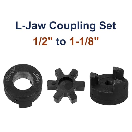 uxcell 1/2" to 1-1/8" L090 Flexible 3-Piece L-Jaw Coupling Coupler Set & Buna-N NBR Rubber Spider for Log Splitter Hybrid Equipment