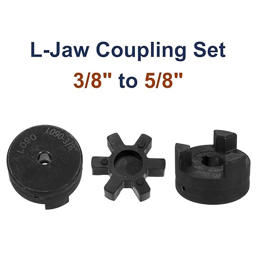 uxcell 3/8" to 5/8" L090 Flexible 3-Piece L-Jaw Coupling Coupler Set & Buna-N NBR Rubber Spider for Log Splitter Hybrid Equipment