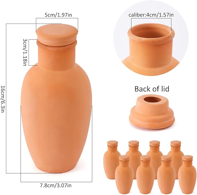 8pcs Ollas Self Watering Terracotta Planter Terra Cotta Clay Watering Spikes for Indoor Outdoor Plants - Large Reservoir Bulbs
