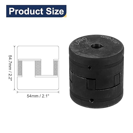 uxcell 3/8" to 7/16" L090 Flexible 3-Piece L-Jaw Coupling Coupler Set & Buna-N NBR Rubber Spider for Log Splitter Hybrid Equipment