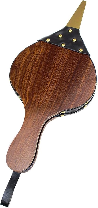DYWISHKEY Wood Bellows, Fireplace Bellows 15.5 Inch x 7 Inch, Air Bellow Fireplace Blower Leather Bellows Fire Bellows for Fireplaces, BBQ and Camping, Bellow with Hanging Leather Strap (Brown)