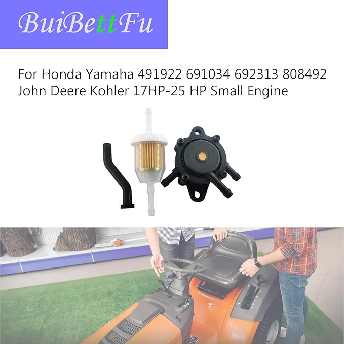 808656 Fuel Pump for B&S Lawn Mower Tractor Gas Vacuum Fuel Pump with Fuel Filter for Honda Yamaha 491922 691034 692313 808492 John Deere Kohler 17HP-25 HP Small Engine
