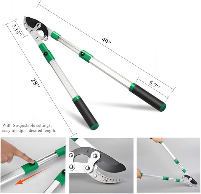TUOSEN SK5 High-Performance Compound Action Anvil Lopper,Chops Thick Branches with Ease,2 Inch Cutting Capacity,28inch-40inch Telescoping Lopper, Tree Trimmer with Sturdy&Comfortable Handle