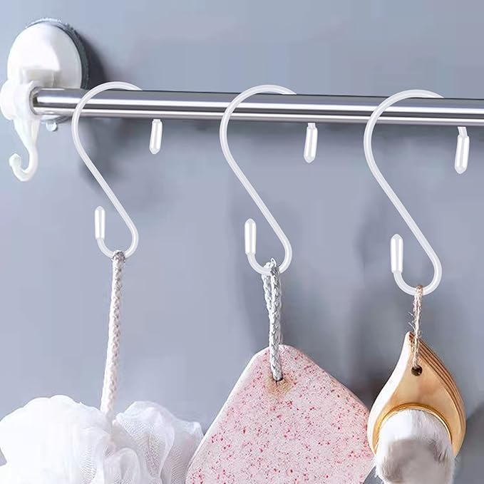 20 Pack 3.15 Inch S Hooks Stainless Steel Hanging Hooks Heavy Duty S Hooks for Hanging Kitchenware, Pots, Pans, Plants, Clothes, Towels in Kitchen, Bathroom, Closet, Garden (White)