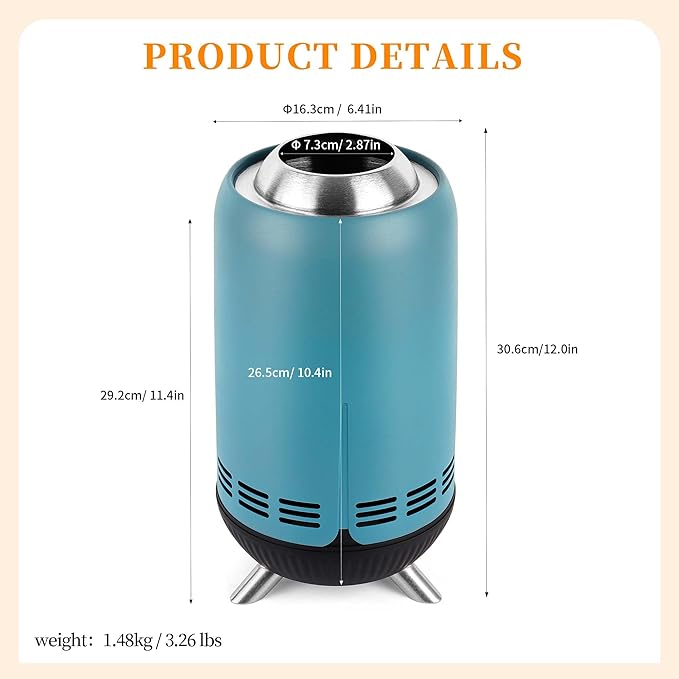 XL Tabletop Fire Pit | 12" Outdoor Blue Fire Pit | Stainless Steel Secondary Combustion Camping Stove Low Smoke Fueled by Pellets with Travel Bag for Camping Patio Bonfire,30.6x16.3cm
