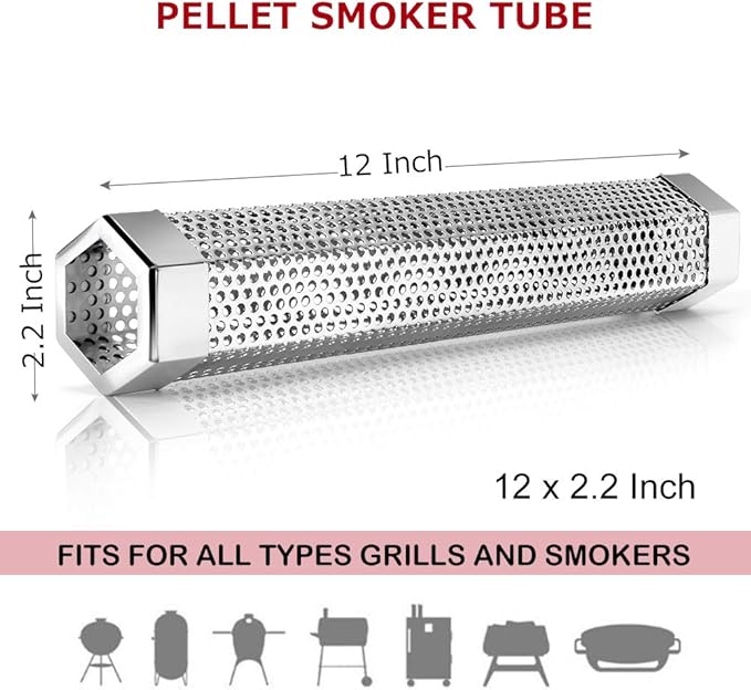 Realcook Pellet Smoker Tube 12-inch: Stainless Steel Wood Pellets Smoke Tube for Hot or Cold Smoking | BBQ Smoke Generator Tubes Works with any Grill and Smokers