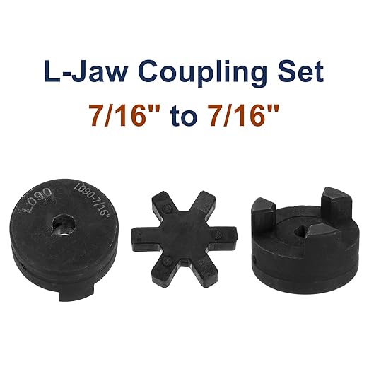 uxcell 7/16" to 7/16" L090 Flexible 3-Piece L-Jaw Coupling Coupler Set & Buna-N NBR Rubber Spider for Log Splitter Hybrid Equipment