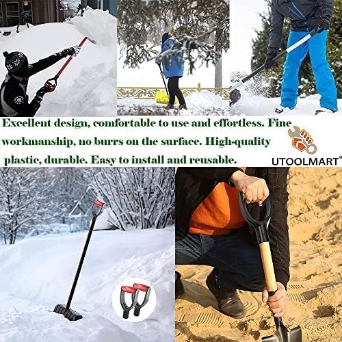 Auniwaig Shovel D Grip Handle Replacement, 32mm Inner Diameter Garden Spade Fork Snow Shovel Rake Handle Attachment for Digging Raking Tools, PVC, Red Black, 193mm Long, 105mm Thick