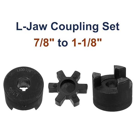 uxcell 7/8" to 1-1/8" L100 Flexible 3-Piece L-Jaw Coupling Coupler Set & Buna-N NBR Rubber Spider for Log Splitter Hybrid Equipment