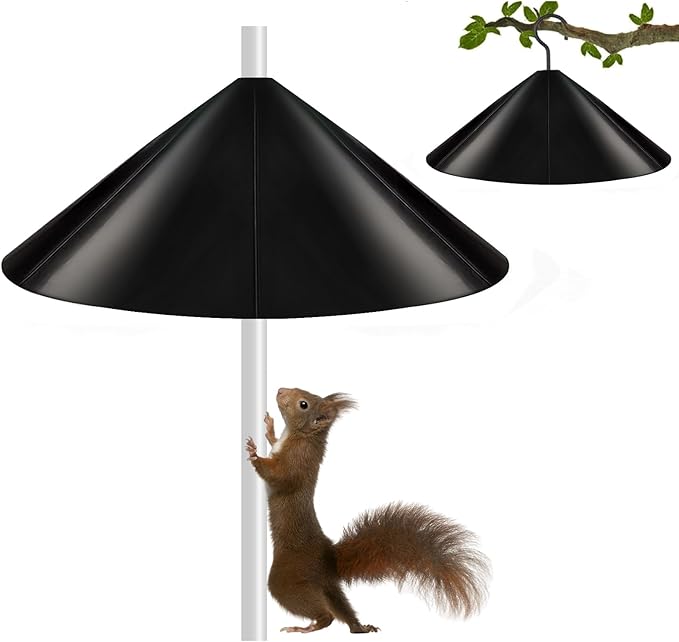 19 Inch New Squirrel Baffle for Bird Feeder Pole and Hanging Birdhouse, Suitable for Outdoor Pole Mount Bird House for Shepherd’s Hook,Guarding Hummingbirds and Other Birds Food,Black,1 Pack