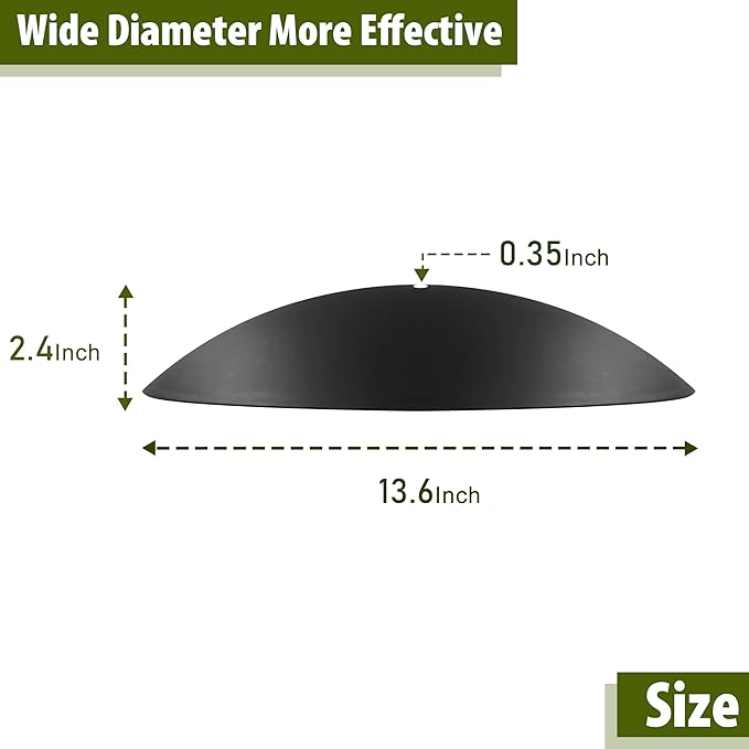 13" Bird Feeder Rain Guard, Hummingbird Feeder Shade Dome Cover, Hanging Squirrel Baffle for Bird Feeder Pole (Black), 2 Pack