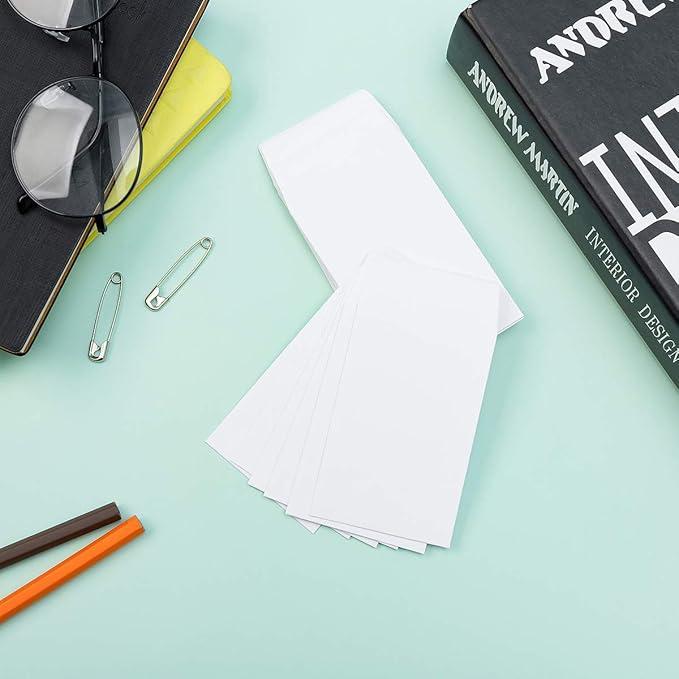 100 Pack White Small Coin Envelopes Self-Adhesive Kraft Paper Seed Envelopes Mini Parts Small Items Stamps Storage Packets Envelopes for Garden, Office or Wedding Gift (3.23"×4.53")