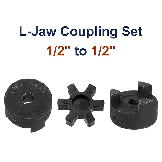 uxcell 1/2" to 1/2" L090 Flexible 3-Piece L-Jaw Coupling Coupler Set & Buna-N NBR Rubber Spider for Log Splitter Hybrid Equipment