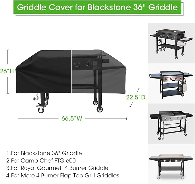 Grill Cover Compatible with Blackstone 36" Griddle, 1528 Flat top Gas Grill Cover Heavyduty Waterproof with Taped Seams for Outdoor, Compatible with Blackstone, Camp Chef and More 4-Burner Griddle