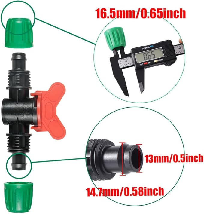 5 Pcs 1/2 Inch Drip Irrigation Switch Valve 1/2" Drip Irrigation Shut Off Valve Drip Irrigation Fittings Irrigation Valve for Drip System for Garden Water Flow Control