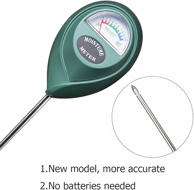 XLUX Soil Moisture Meter, Plant Water Monitor, Hygrometer Sensor for Gardening, Farming, Indoor and Outdoor Plants, No Batteries Required