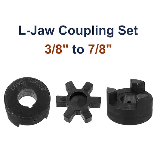 uxcell 3/8" to 7/8" L090 Flexible 3-Piece L-Jaw Coupling Coupler Set & Buna-N NBR Rubber Spider for Log Splitter Hybrid Equipment