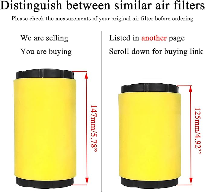 YTH18542 Air Filter Oil Filter Tune Up Kit for Husqvarna YTH18542 Mower Craftsman 917.289244 917.288620 917.203810 917.203830 917.288070 917.288516 917.288525 Mower W/ 19.5hp 20hp 21hp Engine