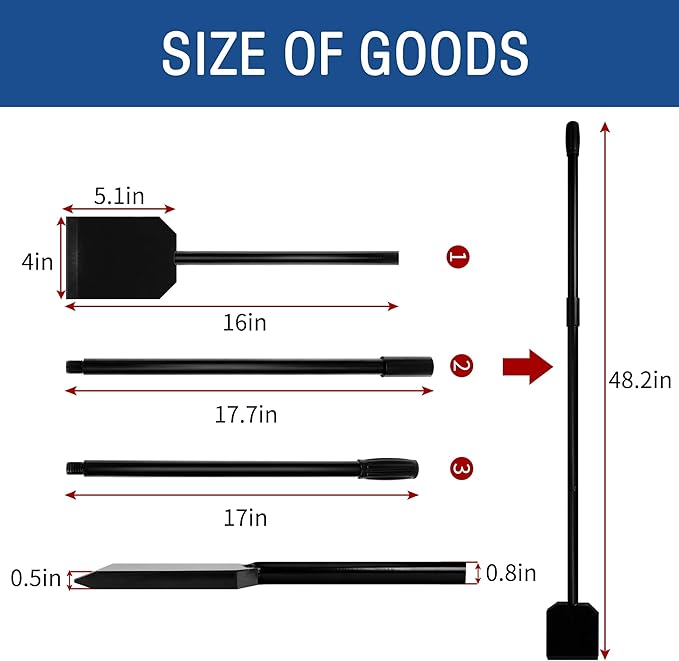 DECOHS Adjustable Ice Chopper- Steel Heavy Duty Driveway Sidewalk Ice Scraper- Steel Shock-Absorbing Ice Chopper with Long Handle for Snow Ice Removal