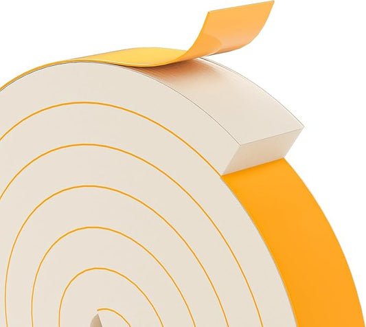 1"×2" EVA Foam Strips with Adhesive Weather Stripping Tape Larger Foam Weather Stripping Strip for Large Gap Insulation (1"×2",13FT,White)