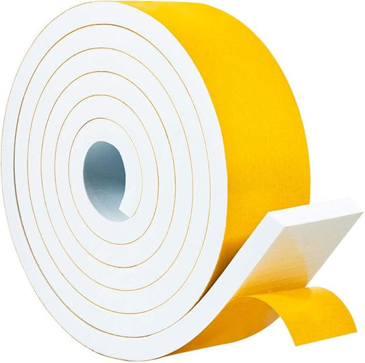 Yotache White Foam Weather Stripping Adhesive 2" x3/8" for Windows Air Conditioning AC Insulation, Garage Door Sealing, Total 6.5 Feet Long