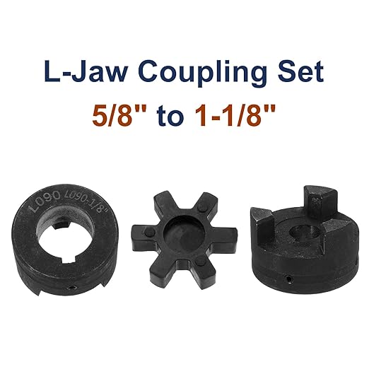 uxcell 5/8" to 1-1/8" L090 Flexible 3-Piece L-Jaw Coupling Coupler Set & Buna-N NBR Rubber Spider for Log Splitter Hybrid Equipment