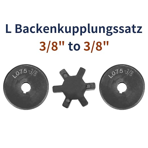 uxcell 3/8" to 3/8" L075 Flexible 3-Piece L-Jaw Coupling Coupler Set & Buna-N NBR Rubber Spider for Log Splitter Hybrid Equipment