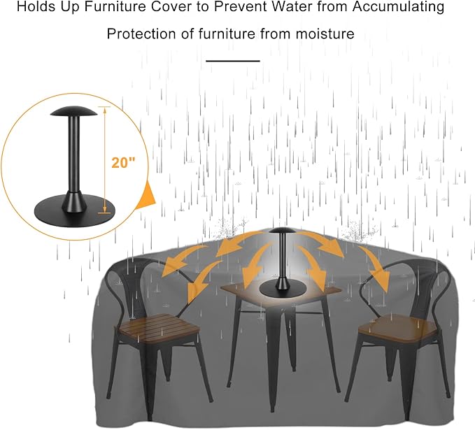 TBTeek Outdoor Patio Furniture Set Covers Support Pole System, Adjustable Pole System for 12'' or 20'' inch, Prevent Water Pooling and Collecting Debris, Fits All Patio Furniture Set Covers