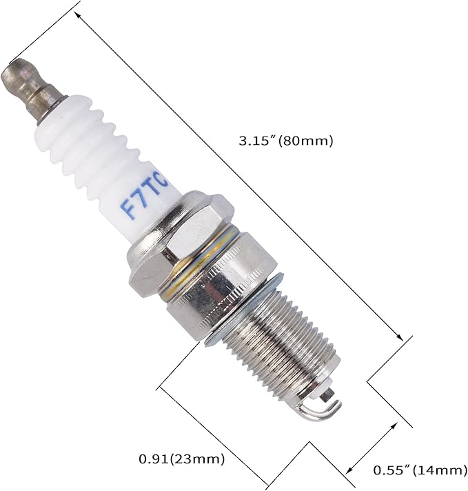 2Pcs Spark Plugs F7TC for GX120 GX160 GX200 GX240 GX270 GX340 GX390 Sparkplugs 4-Stroke Engine Water Pump Generator Chainsaw Lawnmower Tractor Go Kart Mini Bike Rototiller