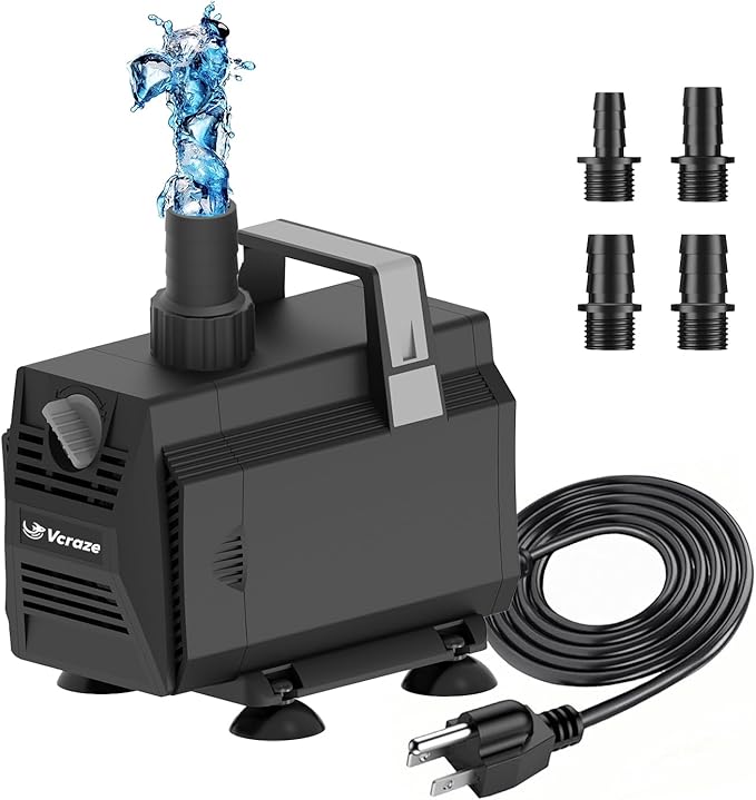 Submersible Water Pump 600GPH/35W Fountain Pumps with Flow Control, Pond Pump Submersible Outdoor with 10ft 3-Core Power cable for Hydroponics, Aquarium, Waterfall, Statuary, Water feature
