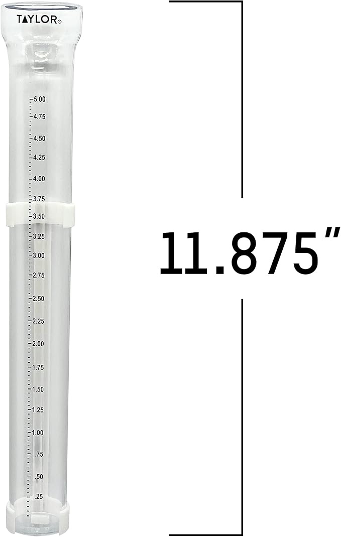 Taylor 2700N ClearVu Rain Gauge with Post Mounting Bracket, Measure and Monitor Precipitation, Easy to Read for Backyard, Patio, Garden, and Lawn, 5-inch, Clear