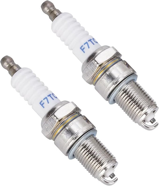 2Pcs Spark Plugs F7TC for GX120 GX160 GX200 GX240 GX270 GX340 GX390 Sparkplugs 4-Stroke Engine Water Pump Generator Chainsaw Lawnmower Tractor Go Kart Mini Bike Rototiller