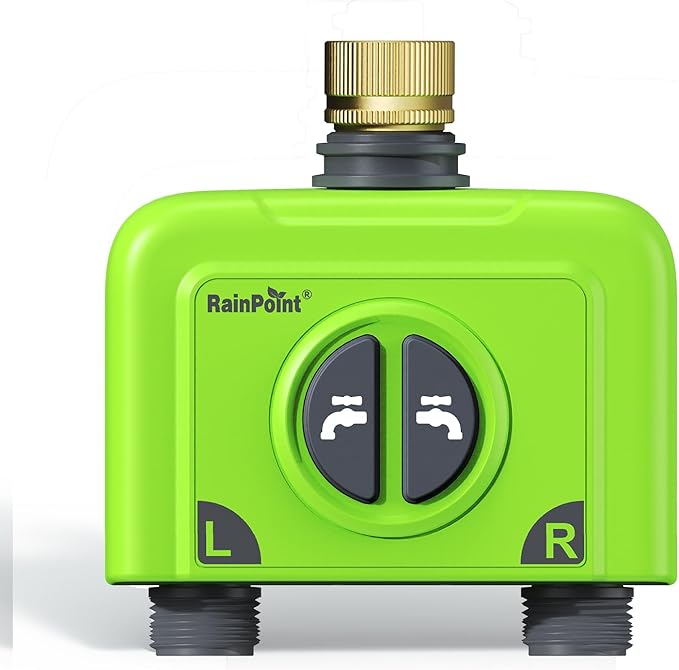 RAINPOINT WiFi Water Timer for Garden Hose, Brass Inlet 2 Zone WiFi Sprinkler Controller, Smart Hose Timer Valve, Automatic Drip Irrigation System/Rain Delay for Garden/Lawn/Yard (No Gateway)