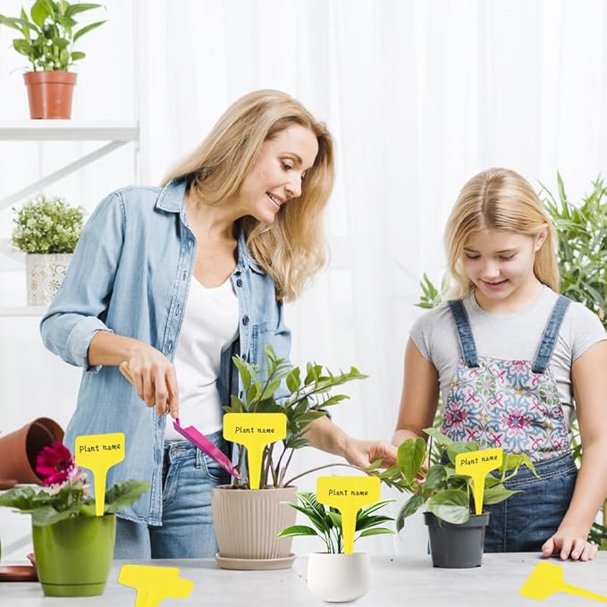 Plant Labels, 200pcs Yellow Tags, Waterproof Outdoor Markers, Plastic Signs for Seedlings, Greenhouse Accessories, Vegetable Garden Supplies