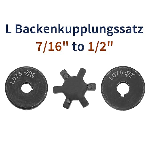 uxcell 7/16" to 1/2" L075 Flexible 3-Piece L-Jaw Coupling Coupler Set & Buna-N NBR Rubber Spider for Log Splitter Hybrid Equipment