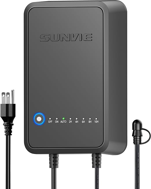 SUNVIE 100W Low Voltage Landscape Transformer Weatherproof Low Voltage Transformer with Photocell & Timer 120V AC to 12V DC Landscape Lighting Transformer for Outdoor Spotlights Path Lights Step Light