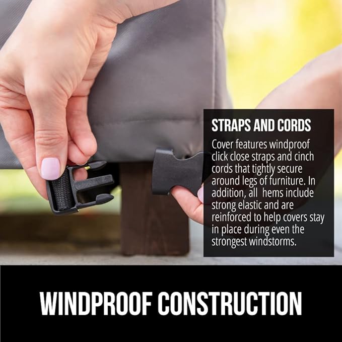 GORILLA GRIP Waterproof Medium Outdoor Patio Chair Cover, 40 Inch, Adjustable Furniture Covers Sets for Winter, Keep Cushions Dry, Protects from Sun, Snow, Rain, Windproof, UV Coated, 1 Pack