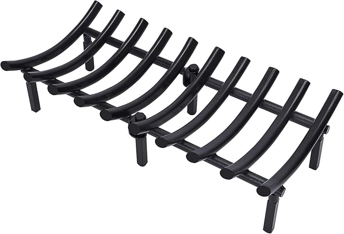 24 Inch Fireplace Grates of Metal, Solid Round Steel 3/4" Bar Grate for Fire Pit, Firewood Stove Log Holder Rack