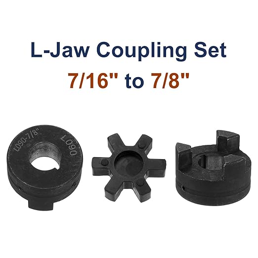 uxcell 7/16" to 7/8" L090 Flexible 3-Piece L-Jaw Coupling Coupler Set & Buna-N NBR Rubber Spider for Log Splitter Hybrid Equipment