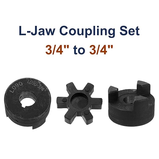 uxcell 3/4" to 3/4" L090 Flexible 3-Piece L-Jaw Coupling Coupler Set & Buna-N NBR Rubber Spider for Log Splitter Hybrid Equipment